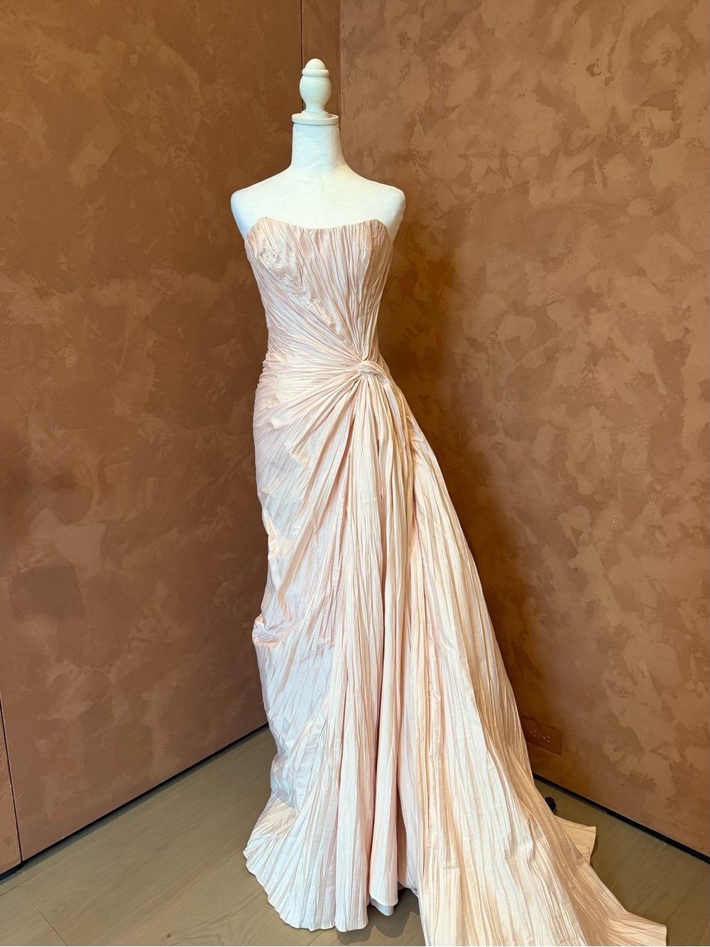 Marmar Halim Luxury Strapless Draped Gown Blush Pink